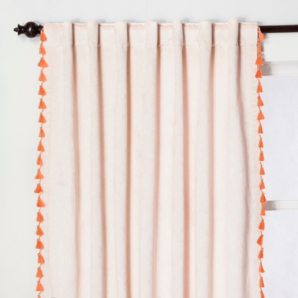 Opalhouse Velvet Curtain Panel With Orange Tassels Blush Pink 95